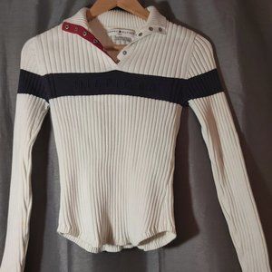 Tommy Hilfiger White Buttoned Sweater